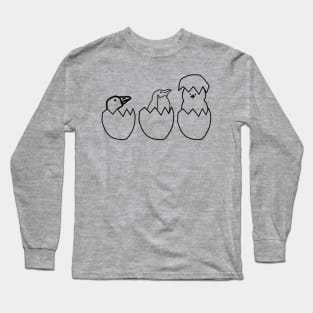 Three Easter Eggs Hatching Birds Minimal Long Sleeve T-Shirt